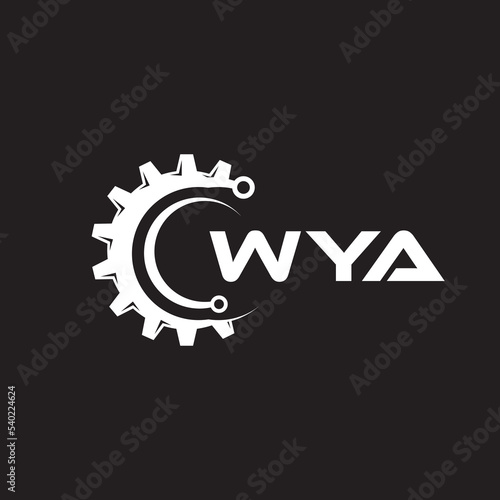 WYA letter technology logo design on black background. WYA creative initials letter IT logo concept. WYA setting shape design. 