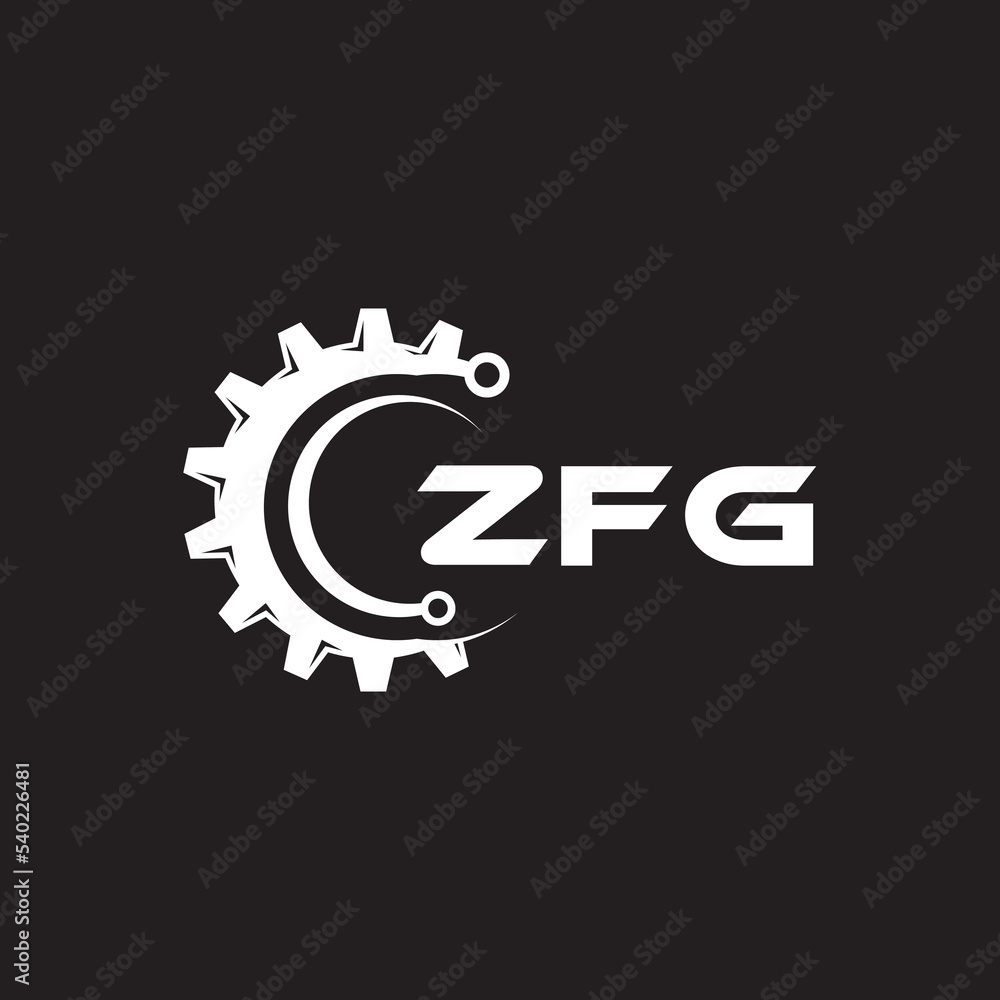 Fototapeta premium ZFG letter technology logo design on black background. ZFG creative initials letter IT logo concept. ZFG setting shape design. 