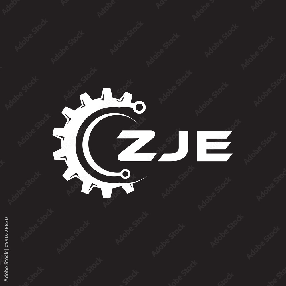 Fototapeta premium ZJE letter technology logo design on black background. ZJE creative initials letter IT logo concept. ZJE setting shape design. 