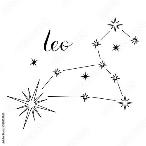 Constellation of leo. Black and white stars on a white background