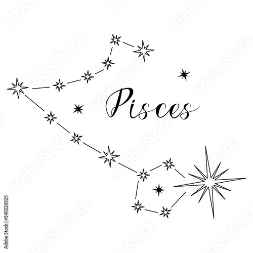 Constellation of Pisces. Black and white stars on a white background
