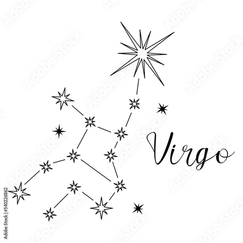 Constellation of virgo. Black and white stars on a white background