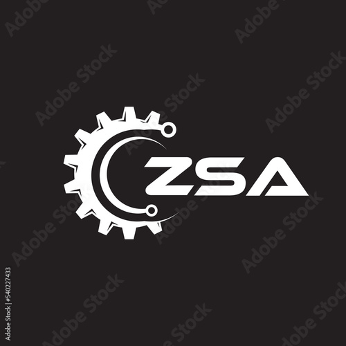 ZSA letter technology logo design on black background. ZSA creative initials letter IT logo concept. ZSA setting shape design.
 photo