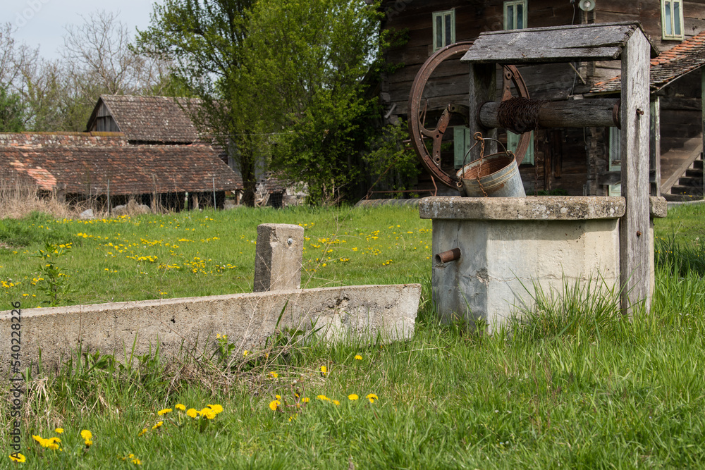 Obraz premium Croatia, May 01,2022: Well for drawing water located in the countryside.