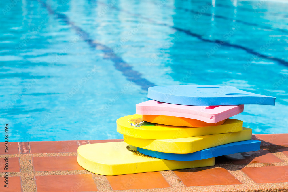 Fototapeta premium Swimming boards on beside of the pool 