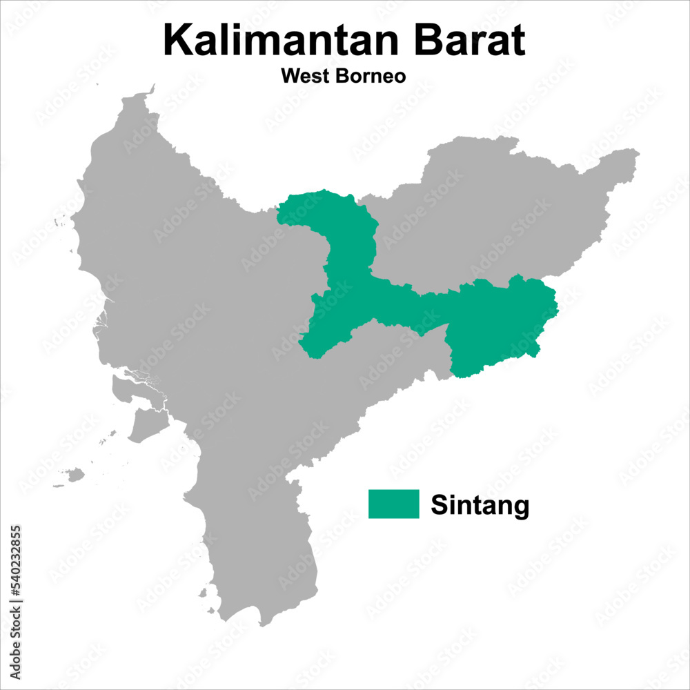 vector map of administrative boundaries Regency, West Kalimantan, Indonesia. can be used for presentations, business, analysis, regional profiles and others