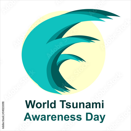 World Tsunami Awareness Day Typography vector illustration with Tsunami icon design. Good template for Tsunami or Disaster design and logo. white