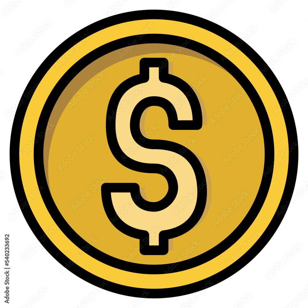 dollar filled color line dollar filled color line