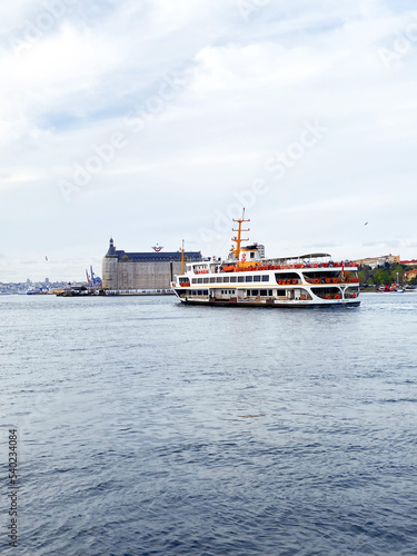 Istanbul, Turkey - 11 October 2022: Passenger ferry at Eminönü Pier in Kadıköy