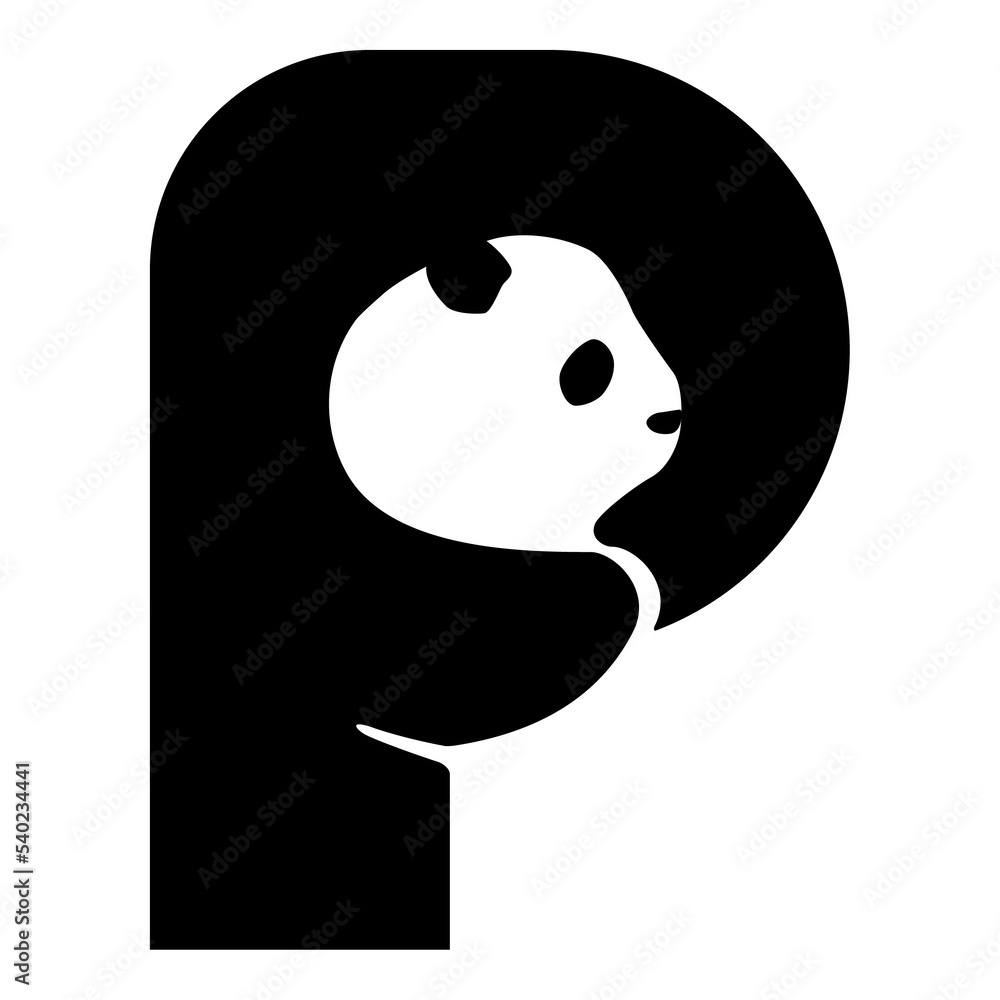 Letter P and Panda logo design template Letter P and Panda logo design template