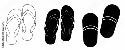 slippers and flip flops icon set isolated on white background