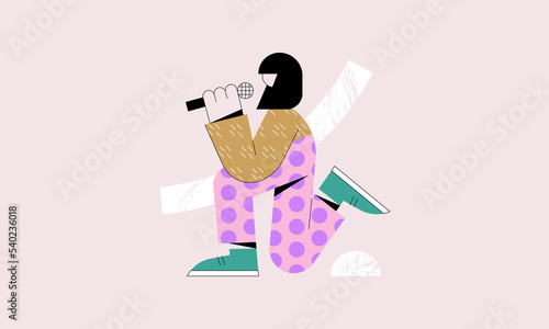 Minimalist vector illustration of a singer