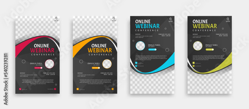 Modern webinar Editable Social Media post story banner template. Anyone can use this Easy Design Promotion web banner for social media. Modern elegant sales and discount promotions - Vector.