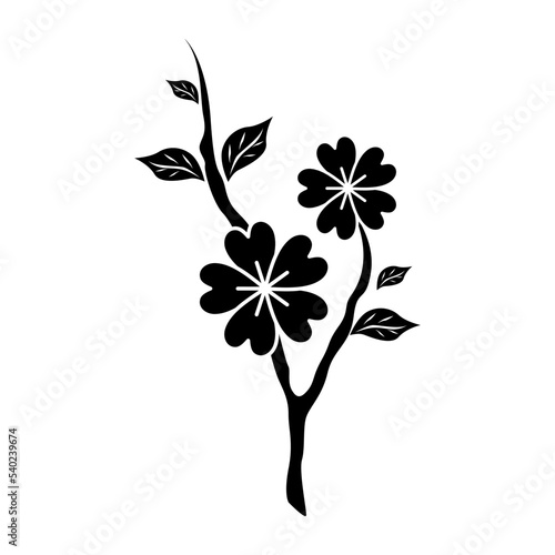 illustration vector graphic of japan flower Black and White in a white background. Perfect for icon, symbol, tattoo, screen printing, etc.