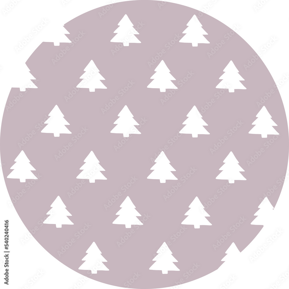 circle with cut out christmas trees on color background circle with cut out christmas trees on color background