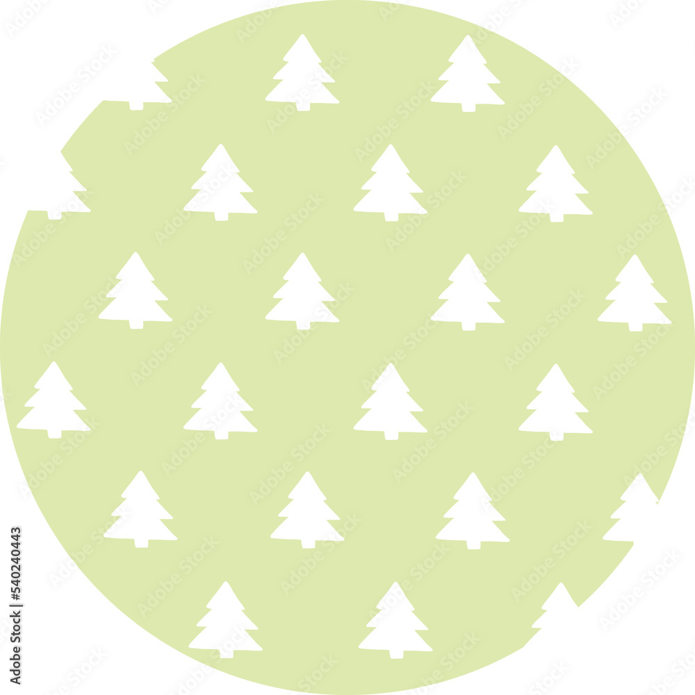 circle with cut out christmas trees on color background circle with cut out christmas trees on color background