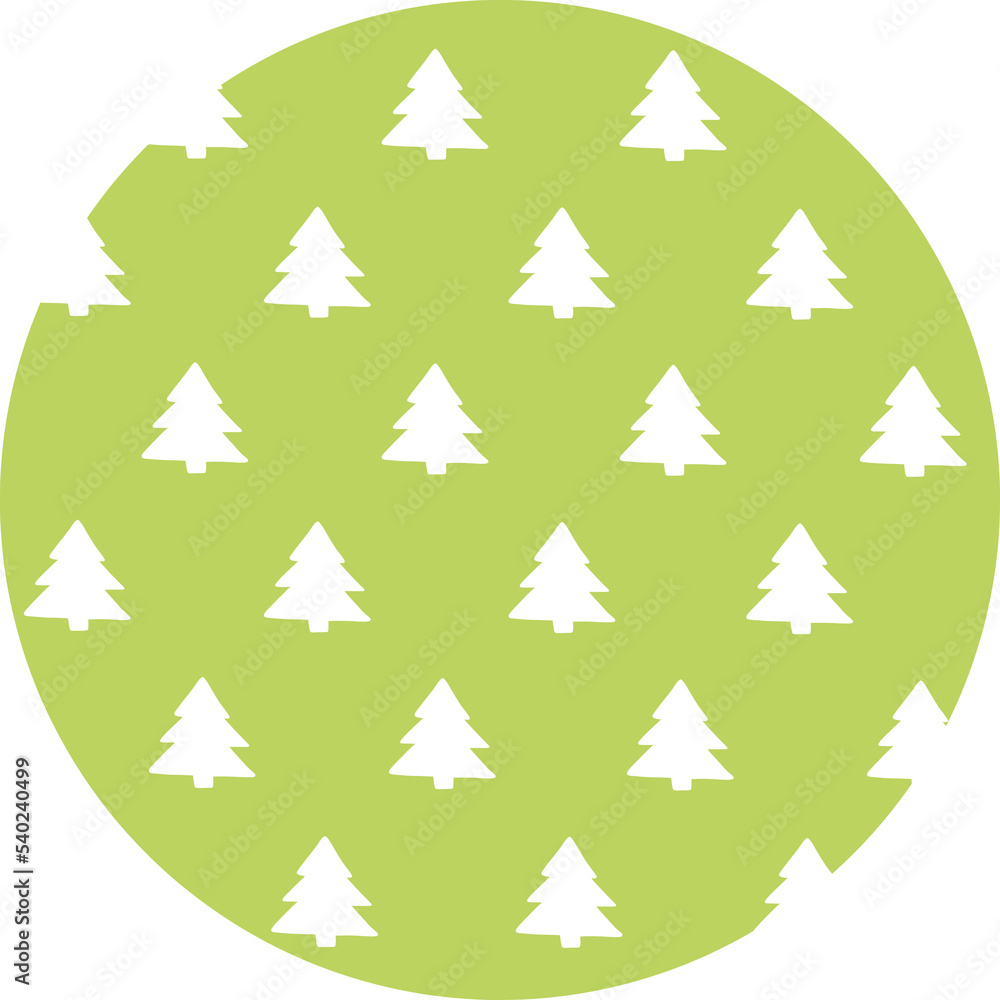 circle with cut out christmas trees on color background circle with cut out christmas trees on color background