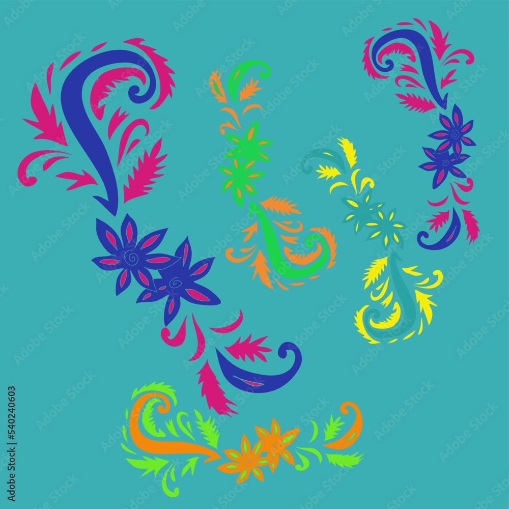 Obraz premium Stylized colored floral . Hand drawn.