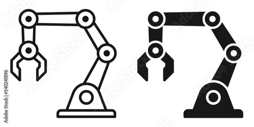ofvs194 OutlineFilledVectorSign ofvs - industrial robot vector icon . robotic arm sign . universal gripper . isolated transparent . black outline and filled version . AI 10 / EPS 10 . g11533