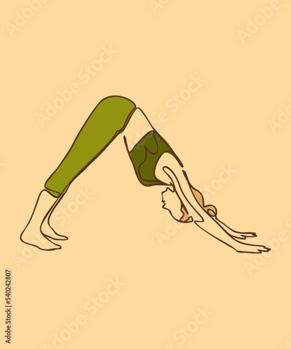 Woman doing exercise in yoga pose. Vector silhouette illustration photo