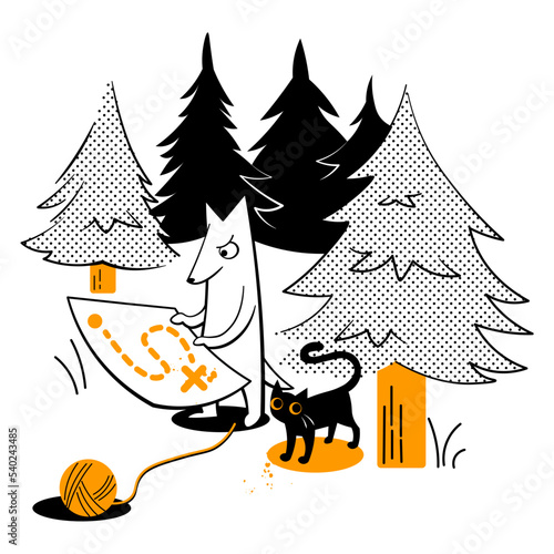 Dog and the cat go on the map