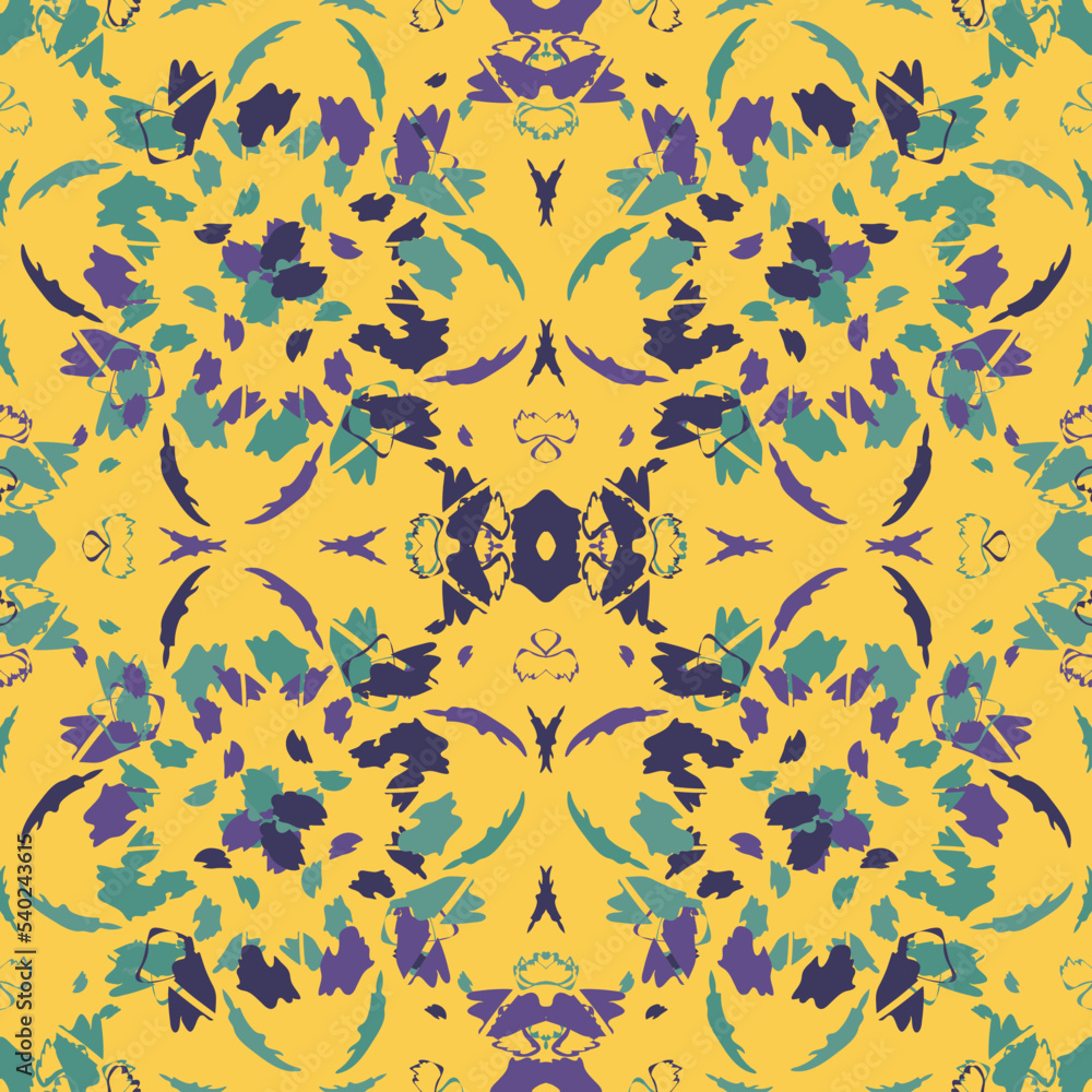 Seamless fractal pattern in vector format for printed fabrics or any other purposes. Every object is grouped base on color so the pattern is editable, tileable and easy to use. Seamless fractal pattern in vector format for printed fabrics or any other purposes. Every object is grouped base on color so the pattern is editable, tileable and easy to use.