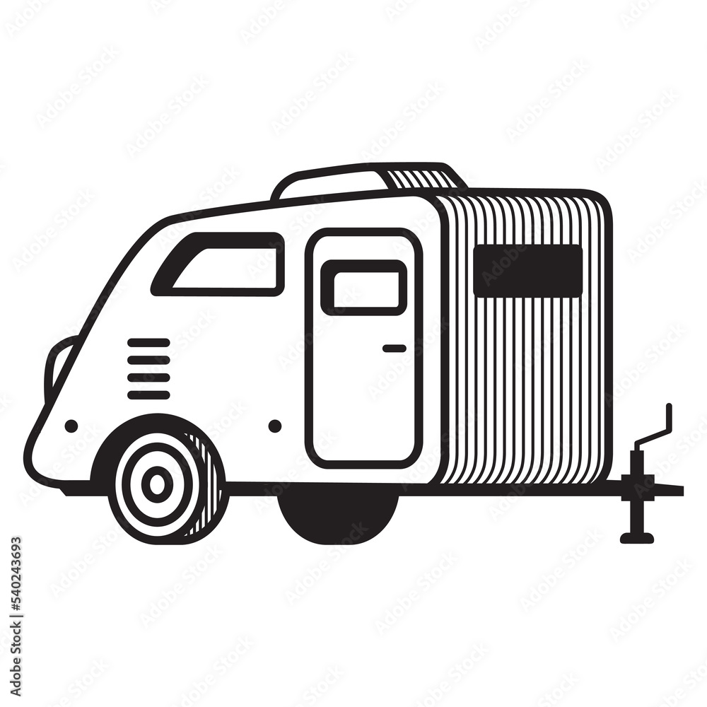 Camping design. RV trailer icon. Vintage travel.Road trip.Isolated on ...
