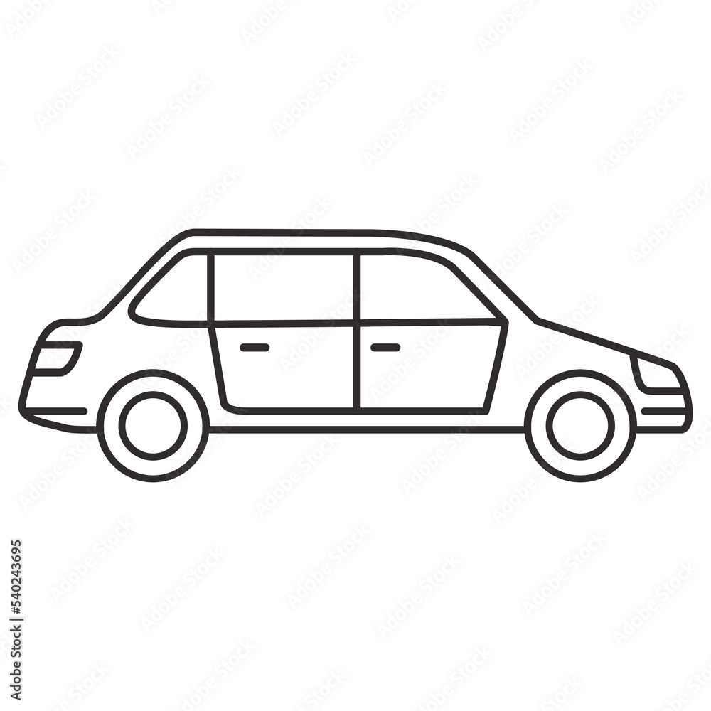 Fototapeta premium Car line icon.Outline sedan vector sign sedan.Vehicle symbol.Transportation simple style.Isolated on white background. Vector flat illustration.