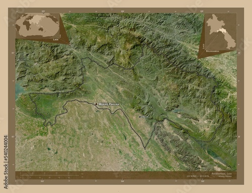 Bolikhamxai, Laos. Low-res satellite. Labelled points of cities photo