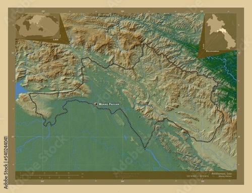 Bolikhamxai, Laos. Physical. Labelled points of cities photo