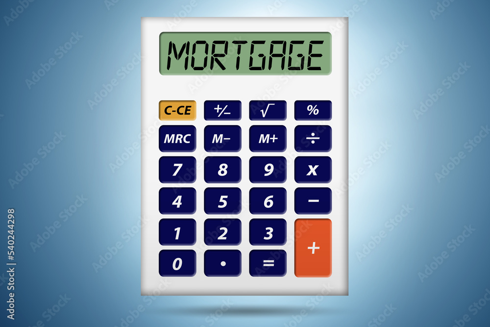 Concept of mortgage loan with calculator Concept of mortgage loan with calculator