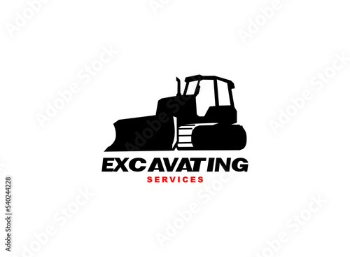 Dozer logo vector for construction company. Heavy equipment template vector illustration for your brand.