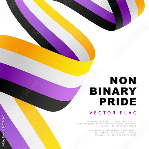 Ribbon in the form of a flag of non-binary pride. sexual identification. Colorful logo of one of the LGBT flags. Vector illustration