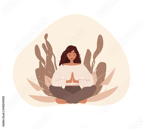 Reiki healing energy, woman in pose lotus, energy worker practicing with healing hands. Spiritual healing concept