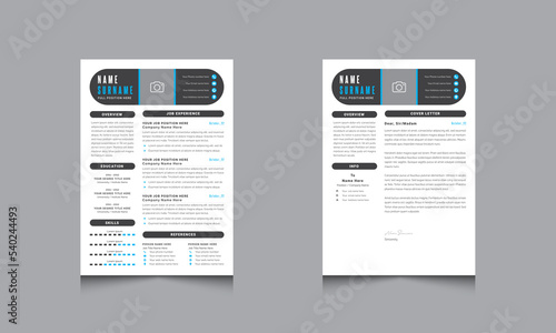 Creative Resume Layout with Black Header Vector Templates for Business Job Applications