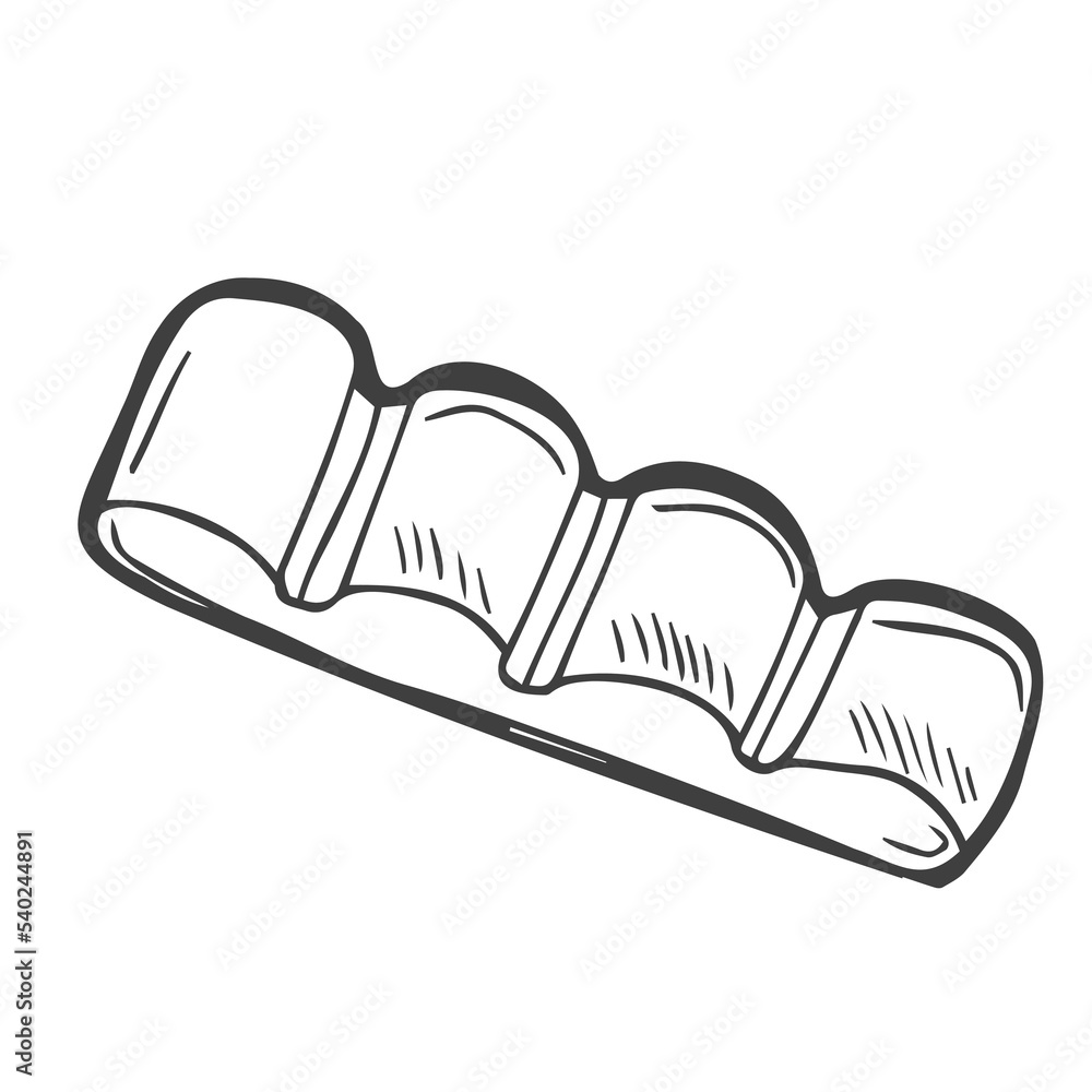 Chocolate piece line art illustration. Doodle style Chocolate piece line art illustration. Doodle style