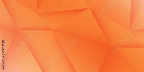 Orange 3D Glowing Triangles, Lit Geometric Shapes Pattern, Abstract Futuristic Vector Background, Texture Design, Template photo