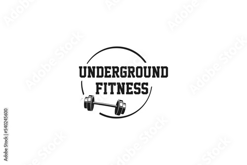 Barbell dumbbell logo design gym fitness sport icon symbol power lifting