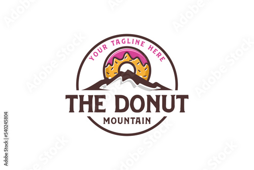 Donut mountain logo design cake bakery icon symbol