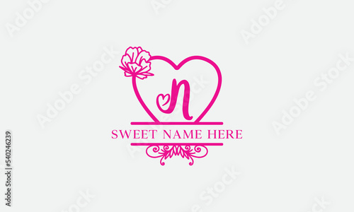 Love logo sign letters with name and valentines day and dating logo vector. love and heart monogram for love romantic passion or wedding day design.