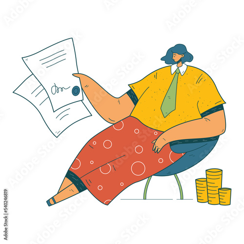 Businesswoman with profitable contract