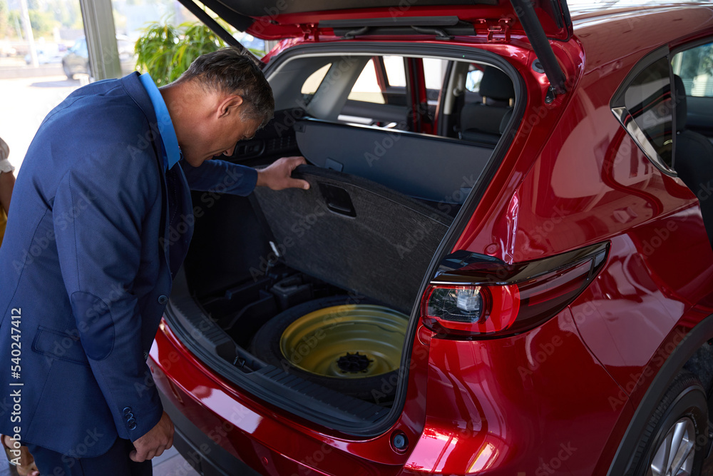 Male person making decision about a car Male person making decision about a car