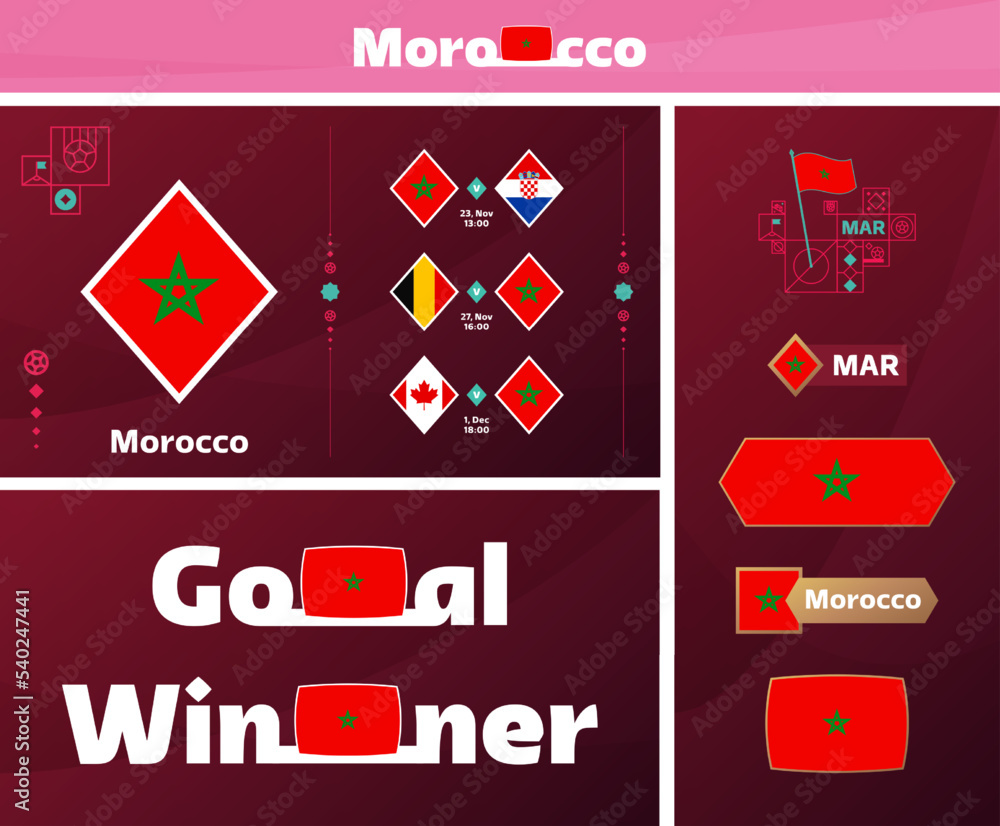 morocco national team design media kit graphic collection. 2022 world