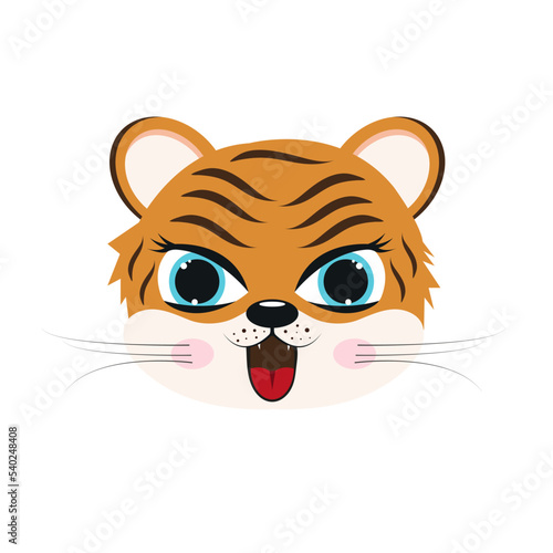 Head of cute cartoon tiger cub
