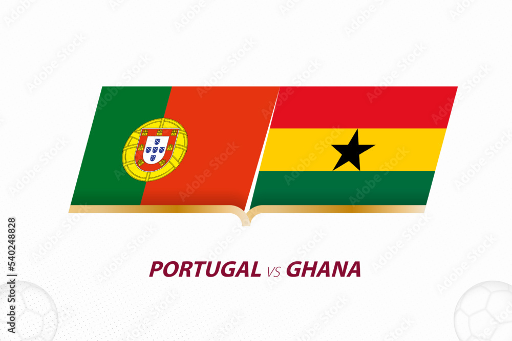 Fototapeta premium Portugal vs Ghana in Football Competition, Group A. Versus icon on Football background.