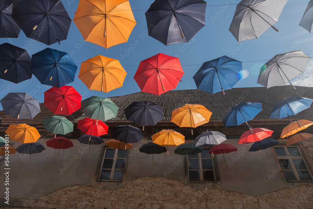 colorfull umbrellas in the sky