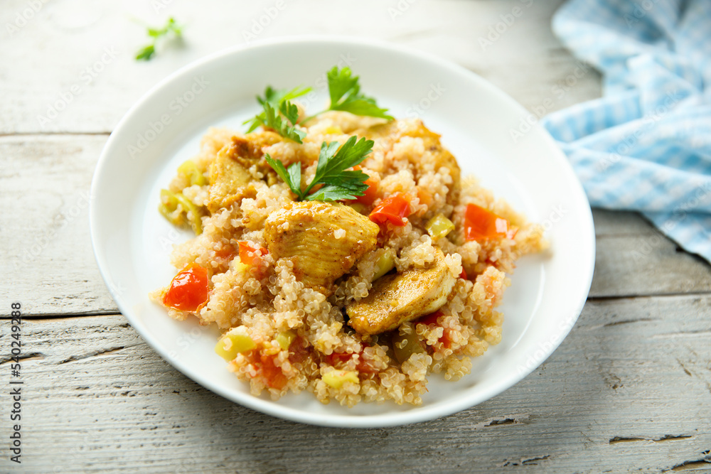 Healthy quinoa pilau with chicken and vegetables Healthy quinoa pilau with chicken and vegetables