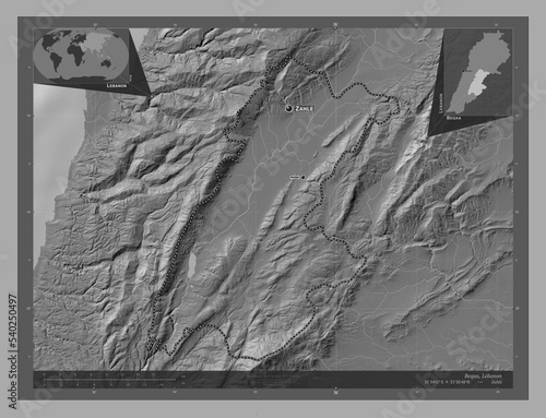 Beqaa, Lebanon. Bilevel. Labelled points of cities photo