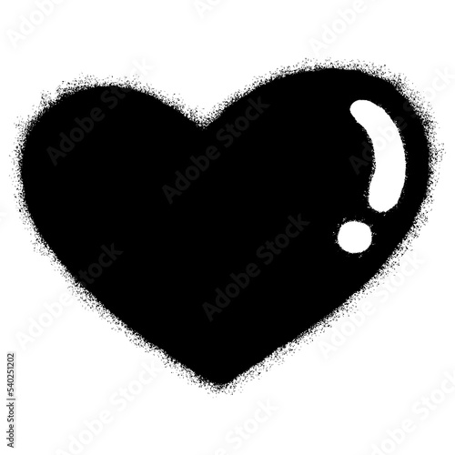 Spray Painted Graffiti heart icon isolated with a white background. graffiti love icon with over spray in black over white. Vector illustration.
