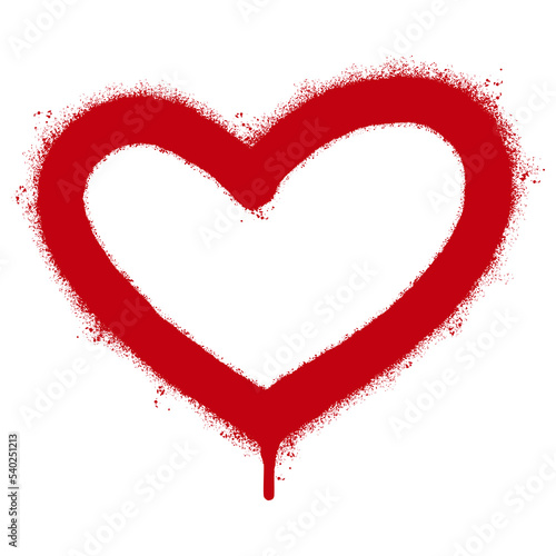 Spray Painted Graffiti heart icon isolated with a white background. graffiti love icon with over spray in red over white. Vector illustration.